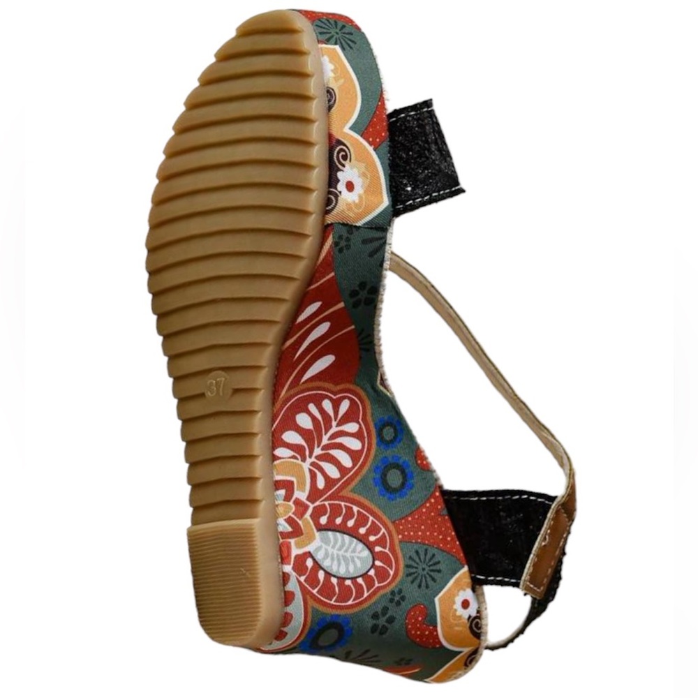Black Wedge Heel Thick Sole Sandals - Picture 2 of 4
